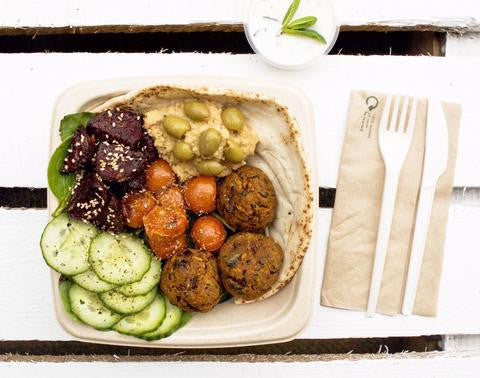 Lebanese Falafel Mezze with Hummus and Tzatziki